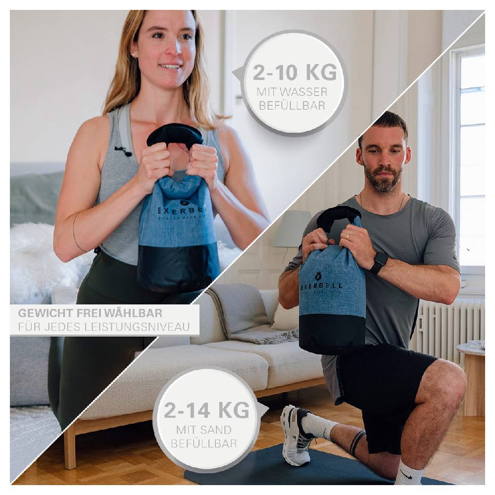 Sport Tec Exerbell faltbare Kettlebell, befüllbar bis 14 kg Zeitlich begrenztes Angebot