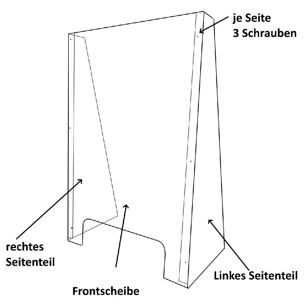 Sport Tec Hygiene Schutzwand aus Acrylglas 58x86x30 cm, mit Durchreiche 40x11 cm Kostenlose Rückgabe
