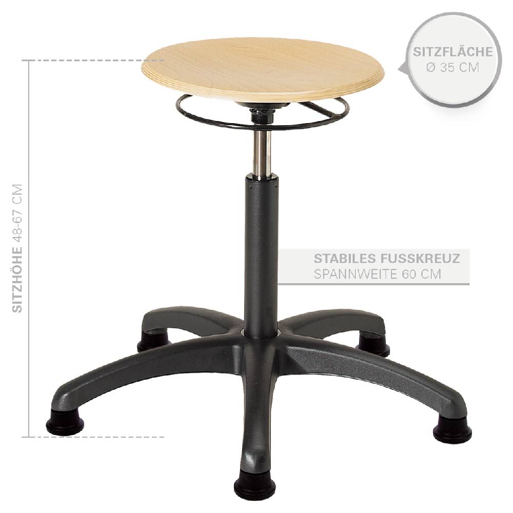 Sport Tec Drehhocker Standard mit Holzsitzfläche und Gleitern Osterangebot