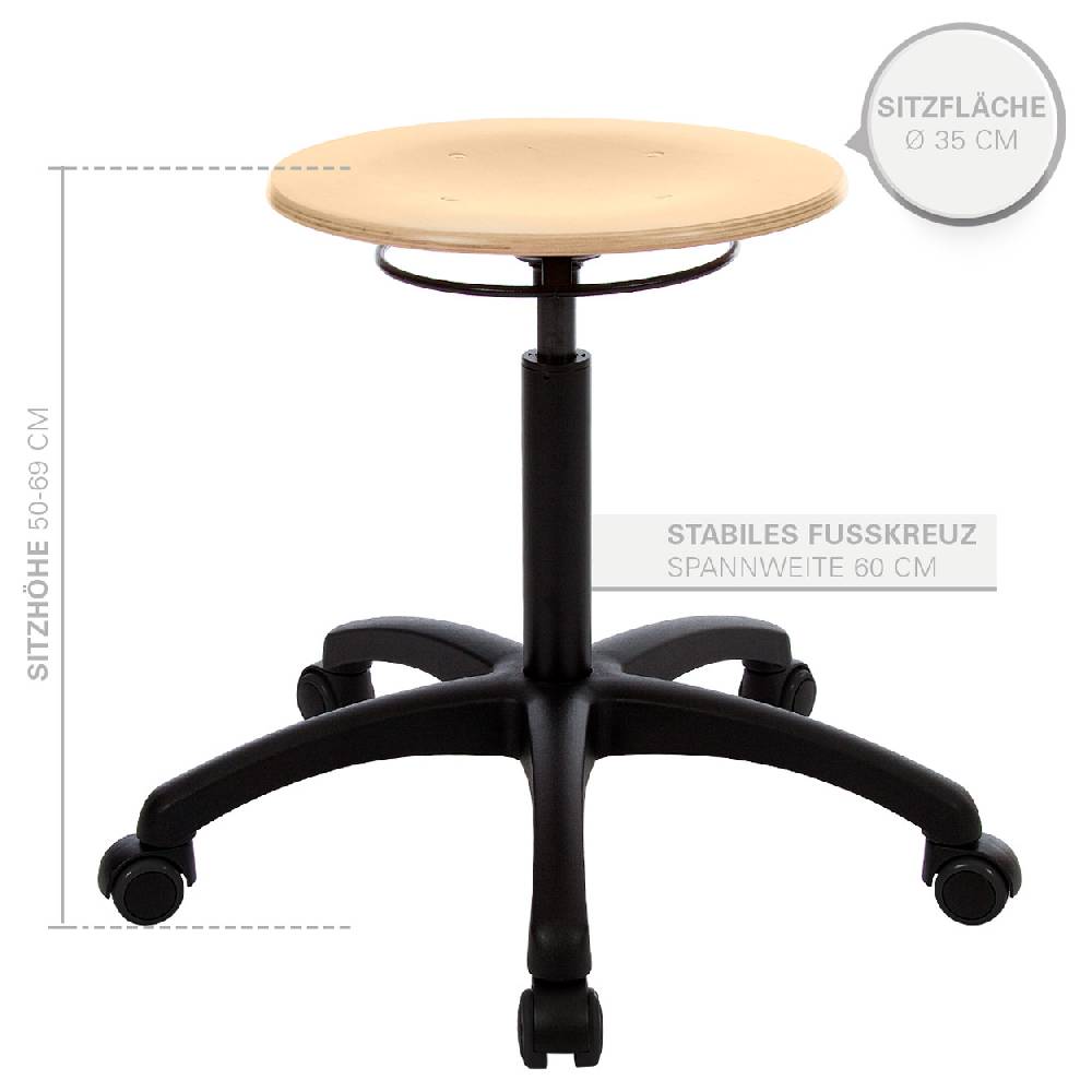 Sport Tec Drehhocker Standard mit Holzsitzfläche und Rollen Muttertagsangebot