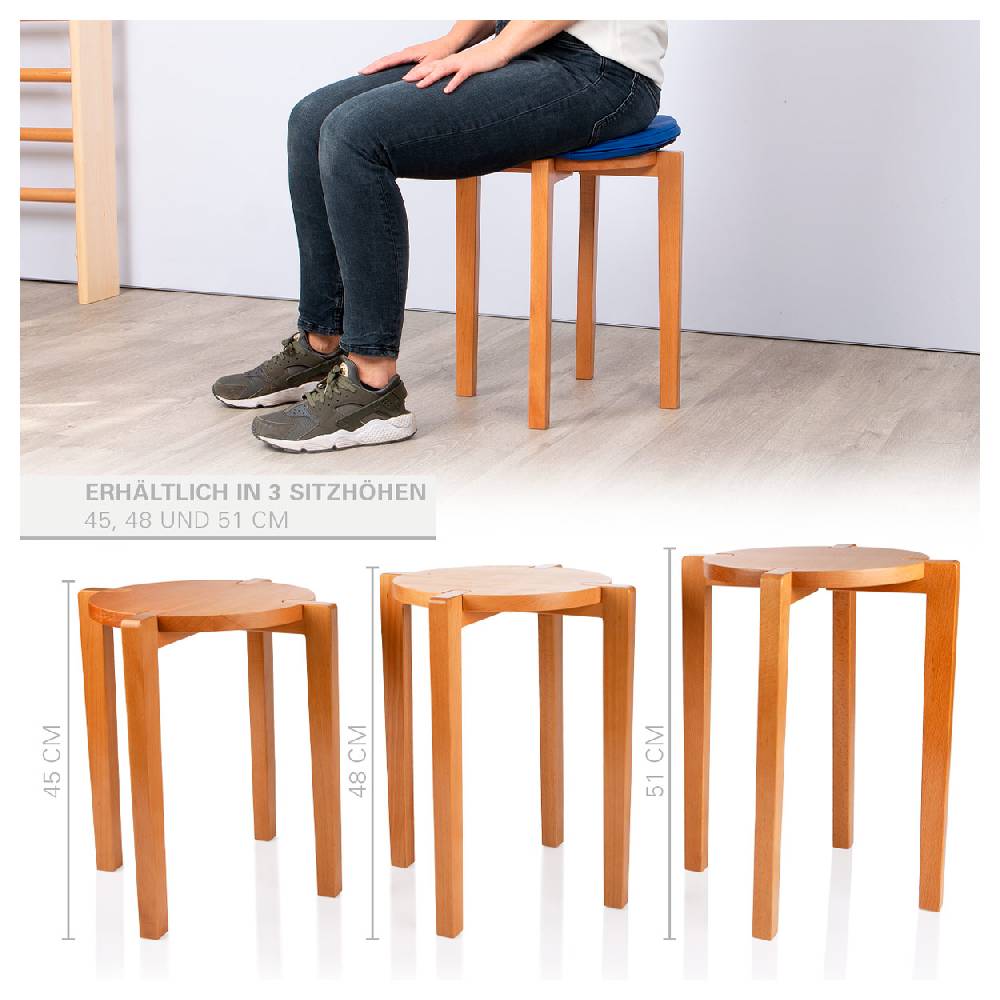 Sport Tec Gymnastikhocker-Set aus Holz inkl. Sitzkissen aus Kunstleder, Set 2-tlg., Sitzhöhe 45 cm Letzte 3 Tage
