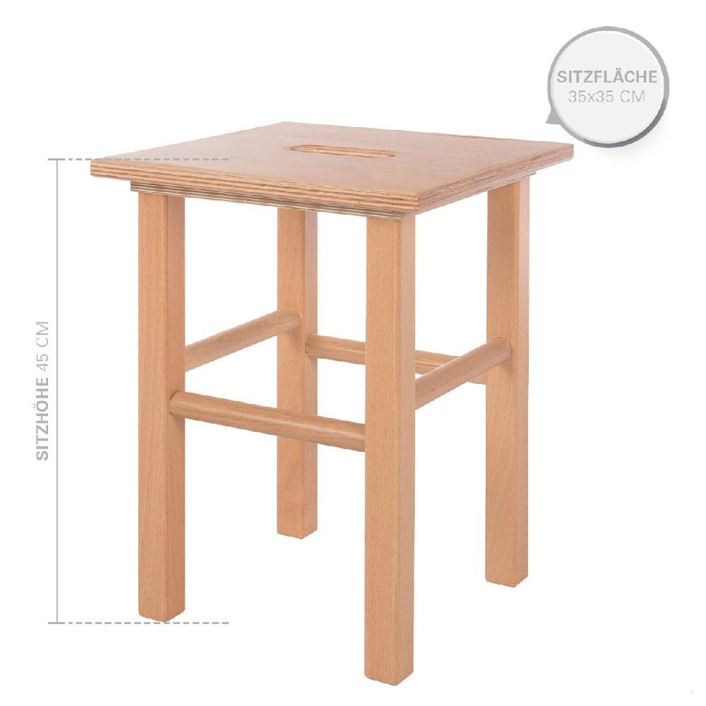 Sport Tec Holzhocker aus Hartholz, LxB 35x35 cm, Sitzhöhe: 45 cm Zeitbegrenzte Promotion