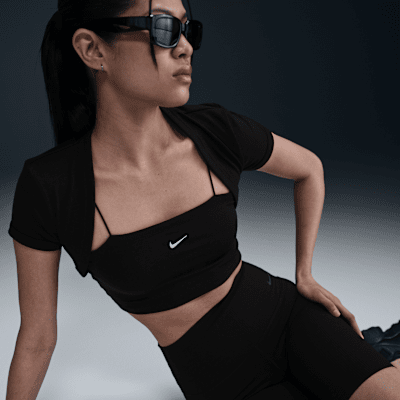 Nike Sportswear Chill KnitEnges kurz geschnittenes Mini-Rib 2-in-1-Oberteil (Damen) Hotsell