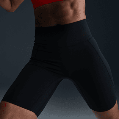 Nike UniversaBike-Shorts mit mittlerem Halt hohem Bund und Taschen für Damen (ca. 20 cm) Nur noch ein Tag übrig