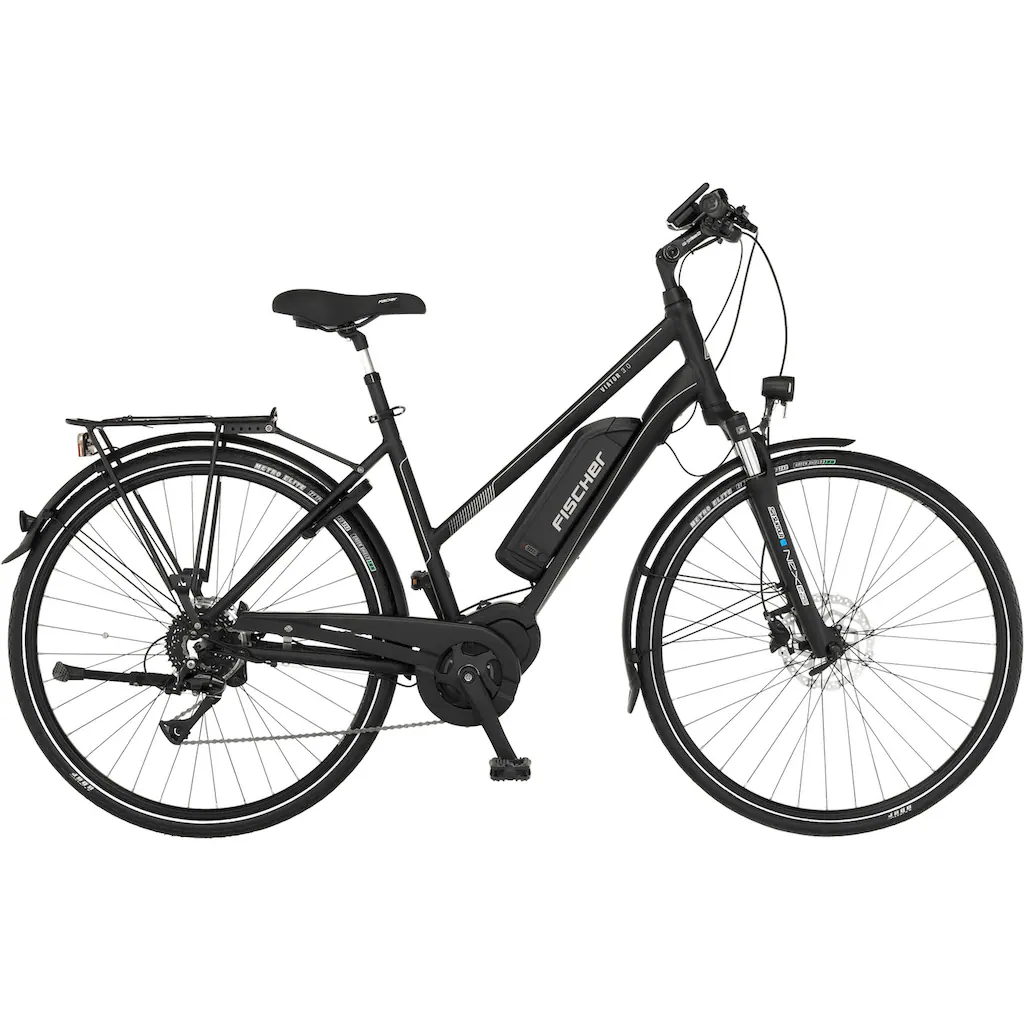 FISCHER Fahrrad E-Bike »VIATOR 3.0 Damen 49« 8 Gang Shimano Acera Mittelmotor 250 W (mit Faltschloss) Pedelec Elektrofahrrad für Damen u. Herren Trekkingrad Tiefpreis