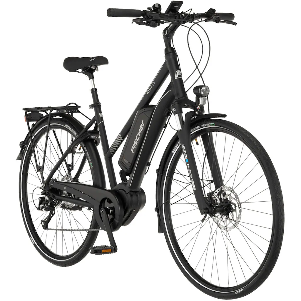 FISCHER Fahrrad E-Bike »VIATOR 3.0 Damen 49« 8 Gang Shimano Acera Mittelmotor 250 W (mit Faltschloss) Pedelec Elektrofahrrad für Damen u. Herren Trekkingrad Tiefpreis