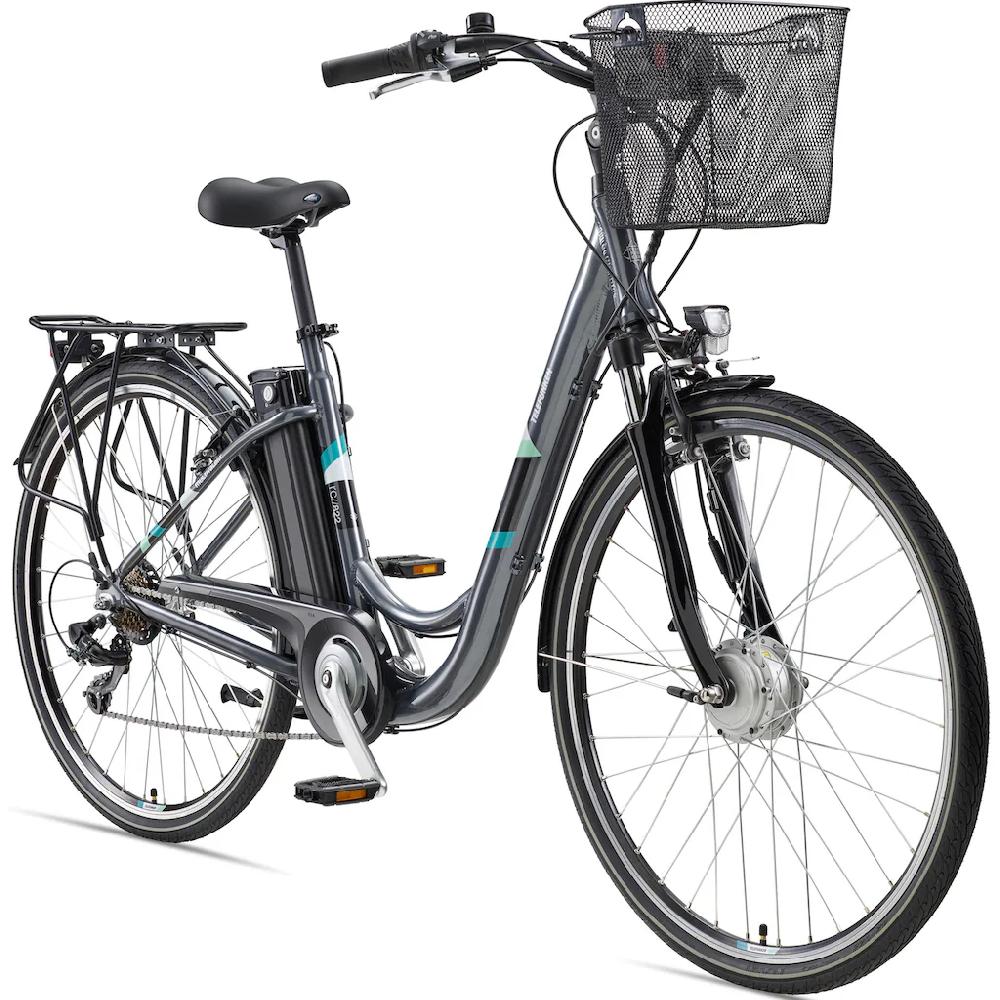 Telefunken E-Bike »Multitalent RC822« 7 Gang Shimano Tourney Frontmotor 250 W (ca. 100 km Reichweite-2 V-Bremsen-Beleuchtung-Straßenzulassung) City Elektrofahrrad Damen Herren 28 Zoll 36 V 374 Wh Akku Pedelec auf Rechnung bes Bis zu 55% Rabatt