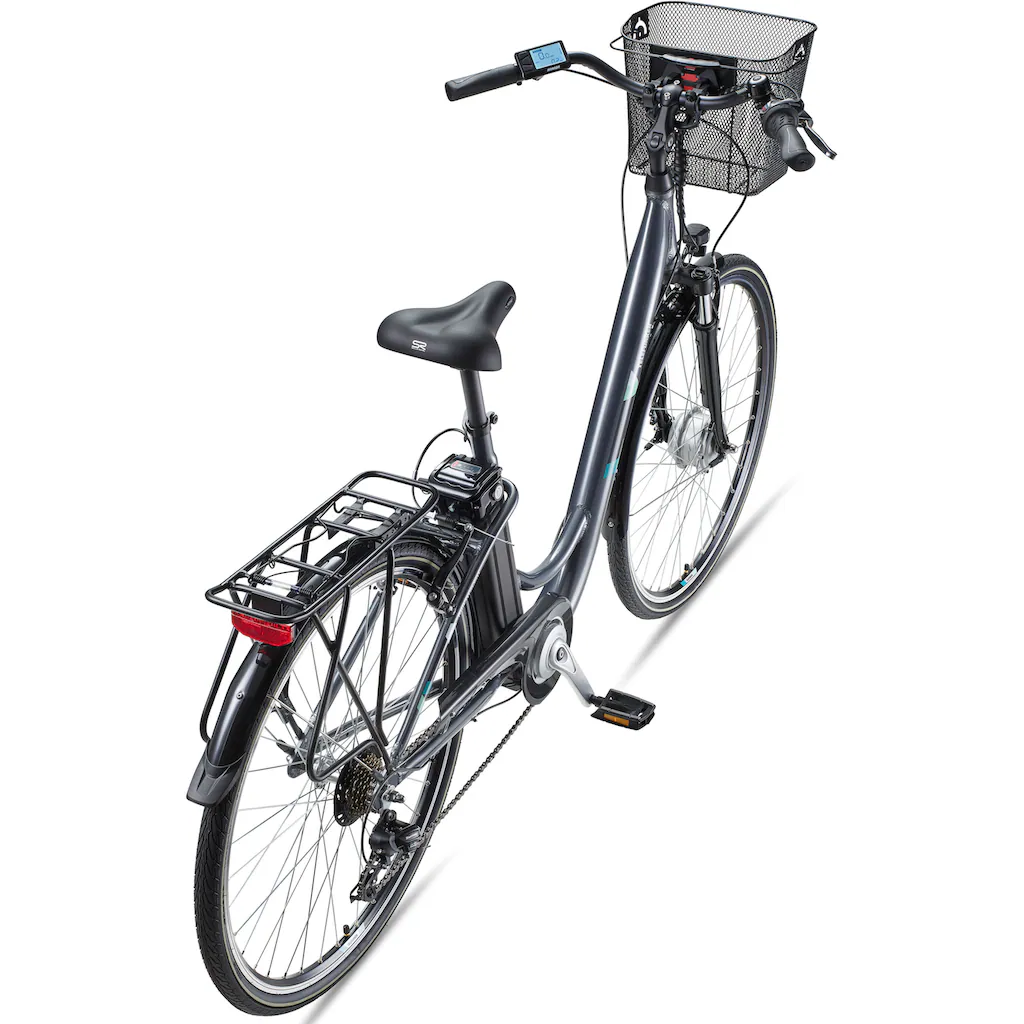 Telefunken E-Bike »Multitalent RC822« 7 Gang Shimano Tourney Frontmotor 250 W (ca. 100 km Reichweite-2 V-Bremsen-Beleuchtung-Straßenzulassung) City Elektrofahrrad Damen Herren 28 Zoll 36 V 374 Wh Akku Pedelec auf Rechnung bes Bis zu 55% Rabatt