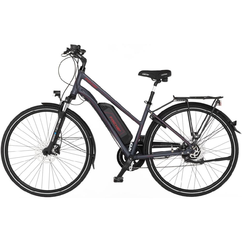 FISCHER Fahrrad E-Bike »VIATOR 1.0 Trapez 44« 8 Gang Shimano Acera Heckmotor 250 W (mit integr. Rahmenschloss) Pedelec Elektrofahrrad für Damen u. Herren Trekkingrad auf Raten Fabrikladen