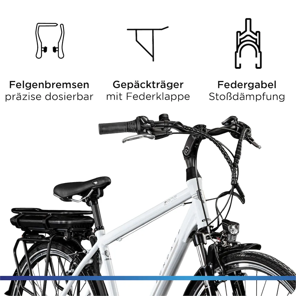 Zündapp E-Bike »Z802 Herren« 21 Gang Shimano Altus RD-M310 Heckmotor 250 W Pedelec Elektrofahrrad für Damen u. Herren Trekkingrad auf Rechnung Begrenzt auf 3 Tage