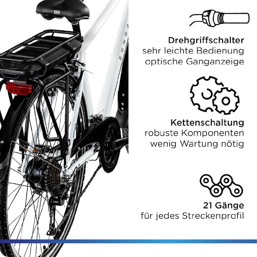 Zündapp E-Bike »Z802 Herren« 21 Gang Shimano Altus RD-M310 Heckmotor 250 W Pedelec Elektrofahrrad für Damen u. Herren Trekkingrad auf Rechnung Begrenzt auf 3 Tage