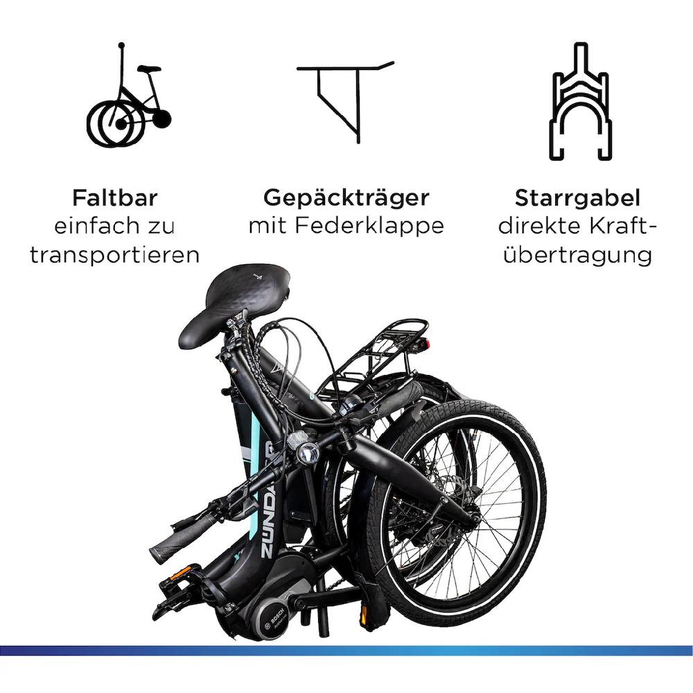 Zündapp E-Bike »X100« 9 Gang Shimano Sora Mittelmotor 250 W Pedelec Elektrofahrrad für Damen u. Herren Faltrad auf Rechnung online kaufen Verkauf