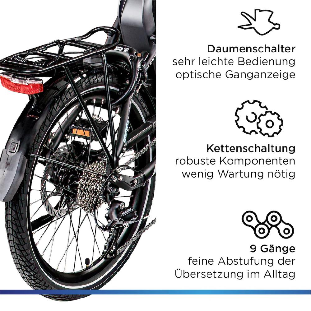 Zündapp E-Bike »X100« 9 Gang Shimano Sora Mittelmotor 250 W Pedelec Elektrofahrrad für Damen u. Herren Faltrad auf Rechnung online kaufen Verkauf