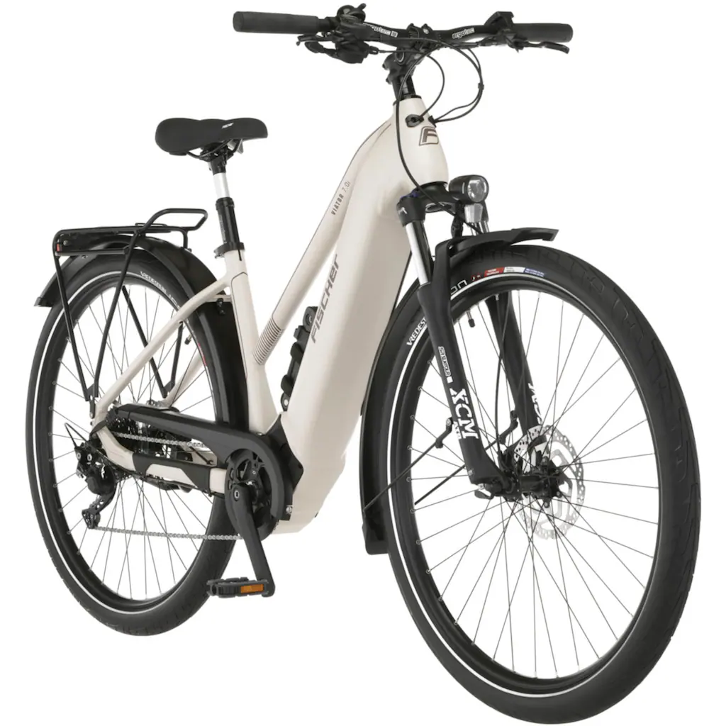 FISCHER Fahrrad E-Bike »VIATOR 7.0i Damen« 10 Gang Shimano Deore Mittelmotor 250 W (mit Faltschloss) Pedelec Elektrofahrrad für Damen u. Herren Trekkingrad auf Rechnung Meist gekauft