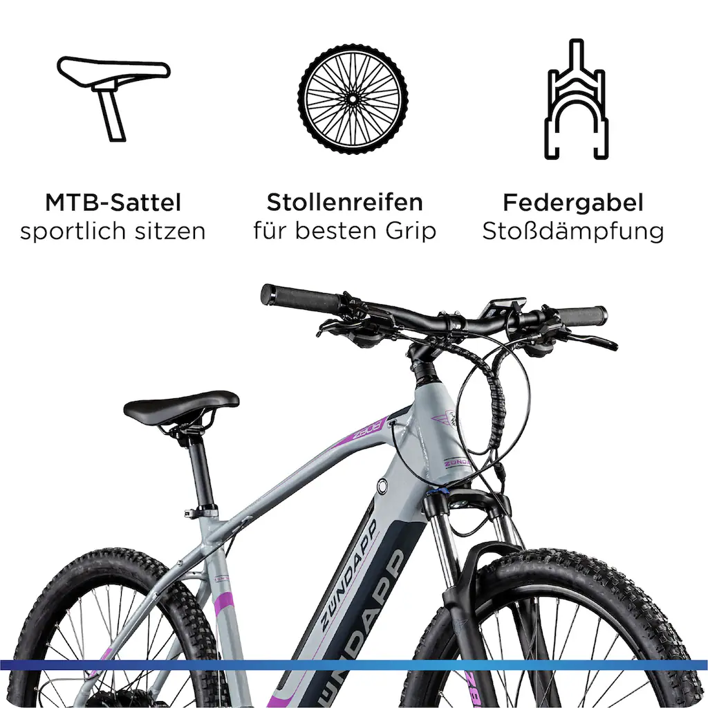 Zündapp E-Bike »Z808« 24 Gang Alivio Heckmotor 250 W Pedelec Elektrofahrrad für Damen u. Herren MTB Mountainbike Versandkostenfrei