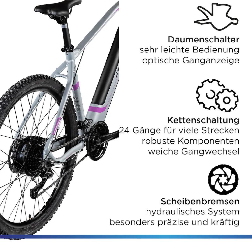 Zündapp E-Bike »Z808« 24 Gang Alivio Heckmotor 250 W Pedelec Elektrofahrrad für Damen u. Herren MTB Mountainbike Versandkostenfrei