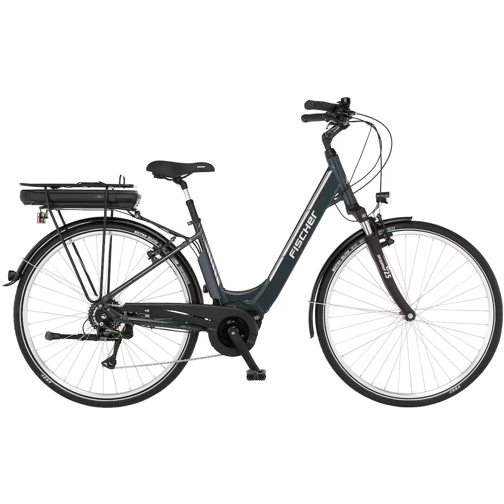 FISCHER Fahrrad E-Bike »CITA 1.5 522 44« 8 Gang Shimano Acera Mittelmotor 250 W (Schloss) Pedelec Elektrofahrrad für Damen u. Herren Cityrad auf Rechnung bestellen