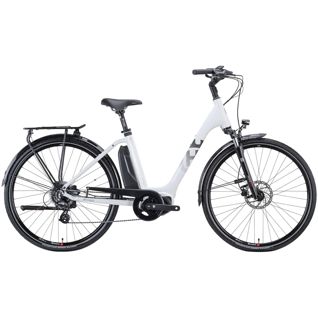 Husqvarna E-BICYCLES E-Bike »E-Citybike Eco City 1« 8 Gang Shimano Nexus Mittelmotor 250 W (28 Zoll Shimano Motor Rücktritt Scheibenbremsen Straßenzulassung) Pedelec Elektrofahrrad für Herren u. Damen Cityrad tiefer Einstie
