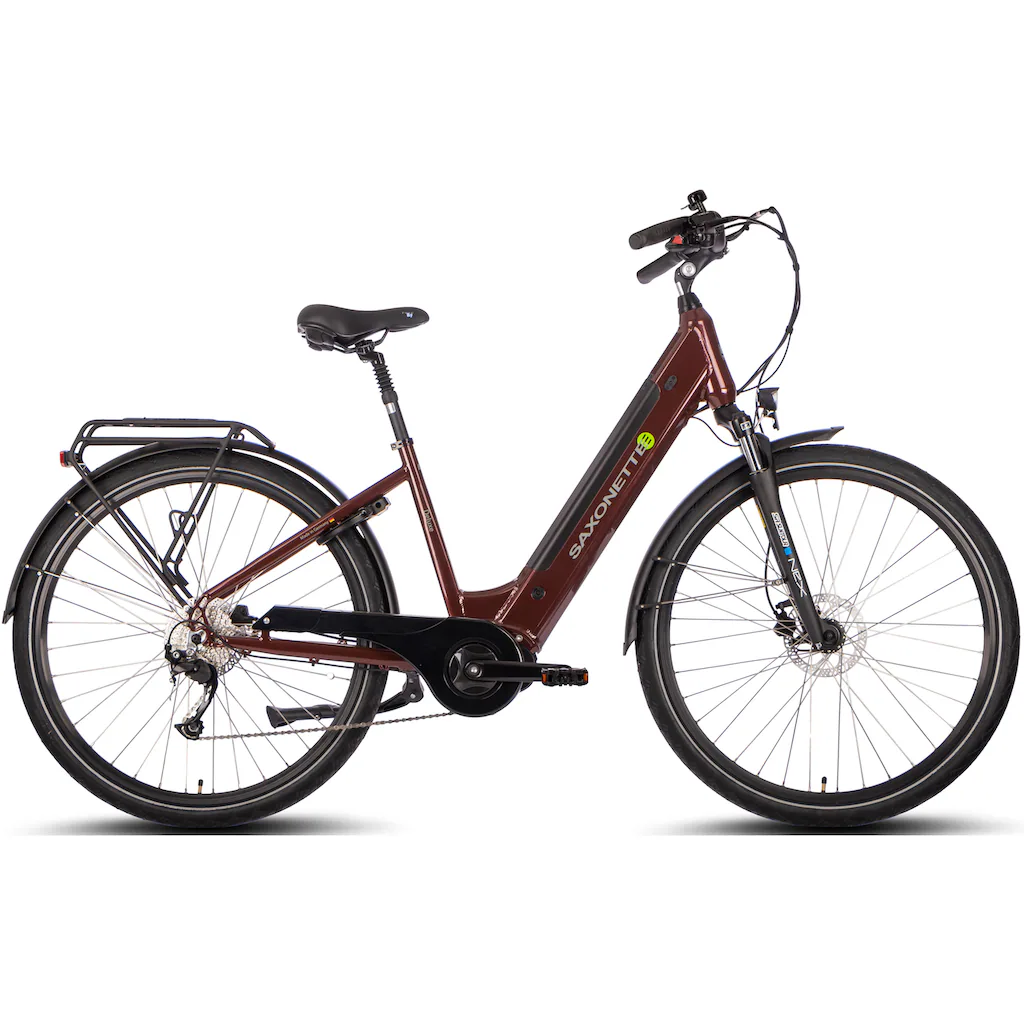 SAXONETTE E-Bike »Deluxe Sport (Wave)« 9 Gang Shimano Alivio Mittelmotor 250 W Pedelec Elektrofahrrad für Damen u. Herren Cityrad