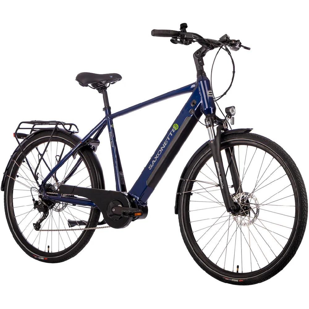 SAXONETTE E-Bike »Deluxe Sport Man« 9 Gang Shimano Alivio Mittelmotor 250 W Pedelec Elektrofahrrad für Damen u. Herren Cityrad auf Rechnung Osterangebot