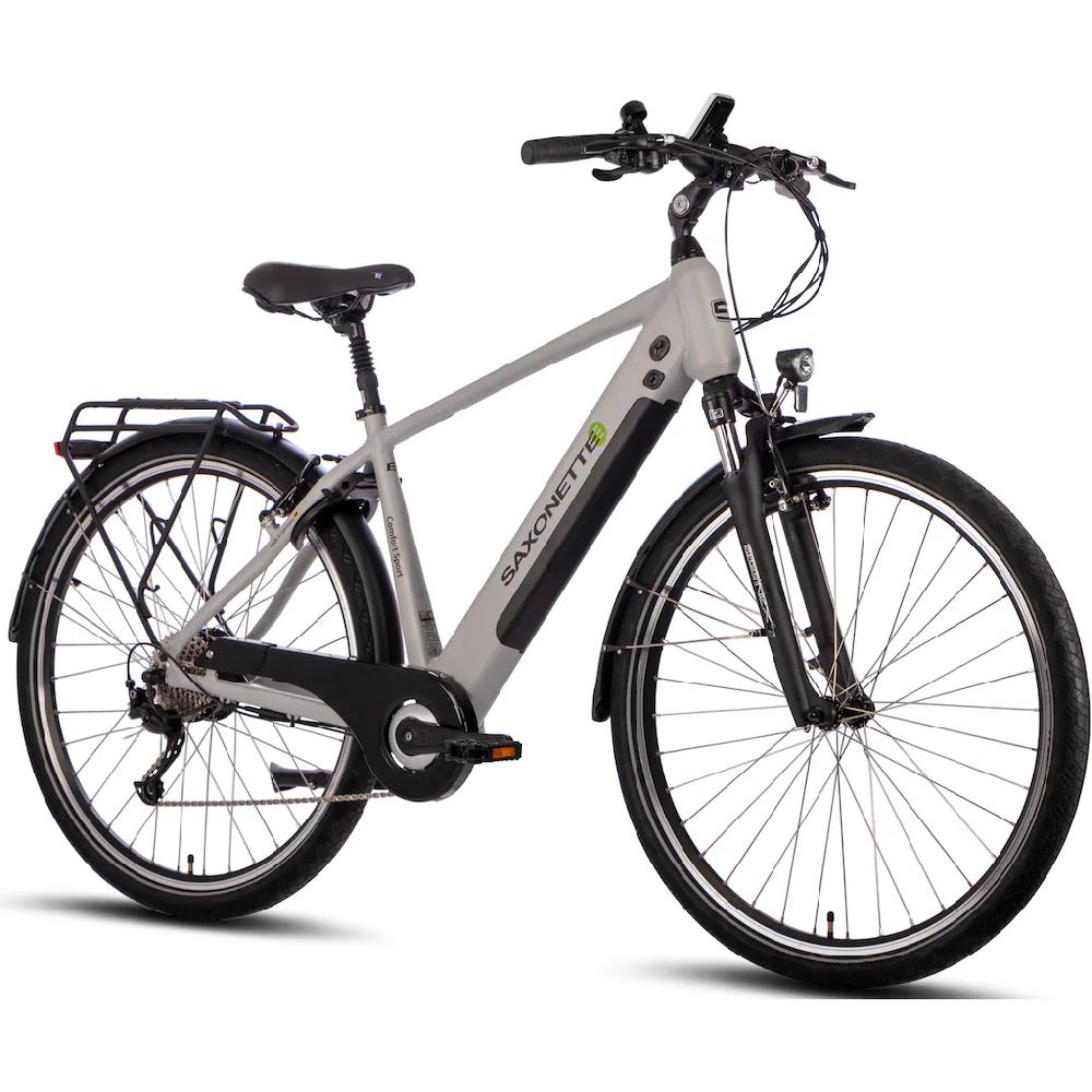SAXONETTE E-Bike »Comfort Sport« 9 Gang Shimano Alivio Heckmotor 250 W (mit integr. Rahmenschloss und Trapez-Rahmen) Pedelec Elektrofahrrad für Damen u. Herren Trekkingrad Vatertagsangebot