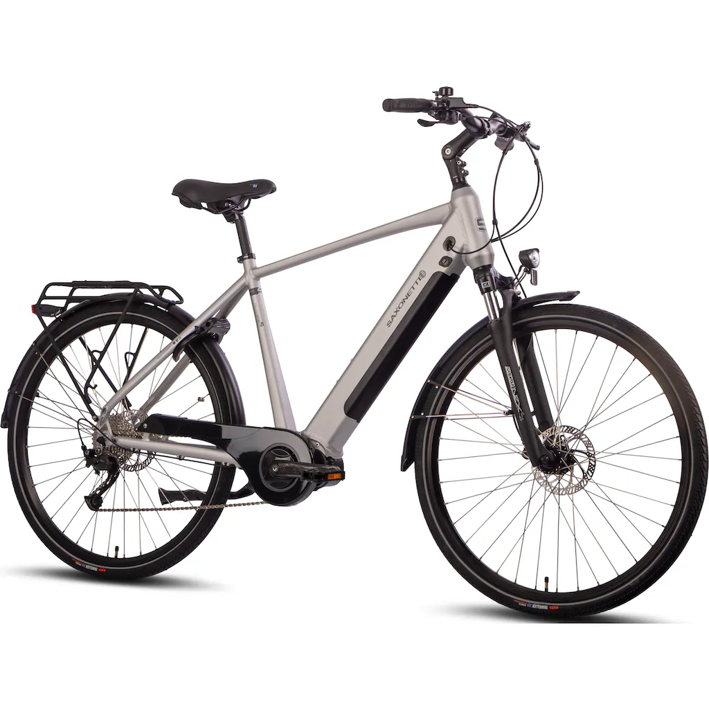 SAXONETTE E-Bike »Saxonette Deluxe Sport (Diamant)« 9 Gang Shimano Alivio Mittelmotor 250 W Pedelec Elektrofahrrad für Damen u. Herren Trekkingrad Valentinstagsangebot