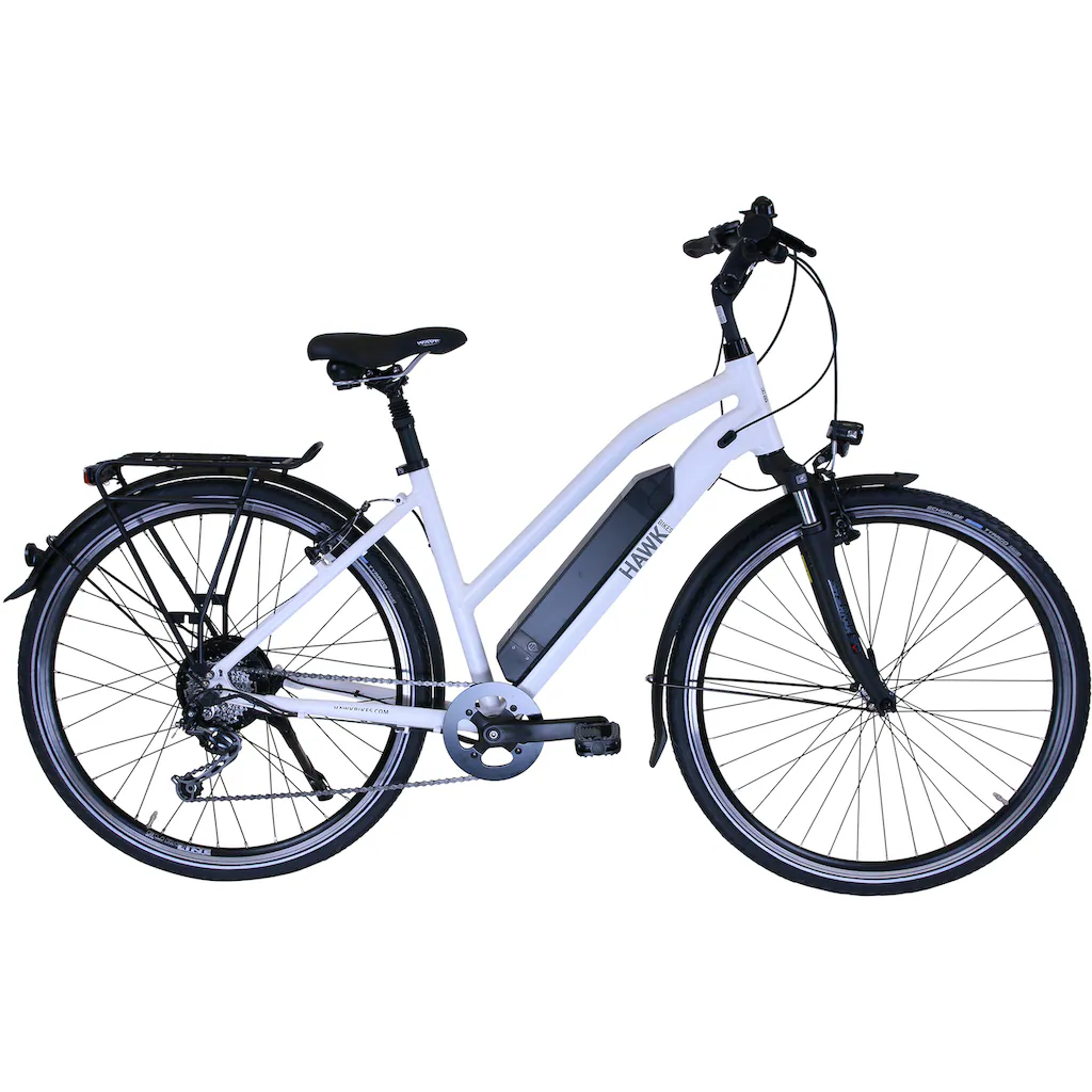 HAWK Bikes E-Bike »eTrekking Lady« 8 Gang microSHIFT Microshift Heckmotor 250 W Pedelec Elektrofahrrad für Damen Trekkingrad auf Rechnung online bestellen Exklusive Angebote
