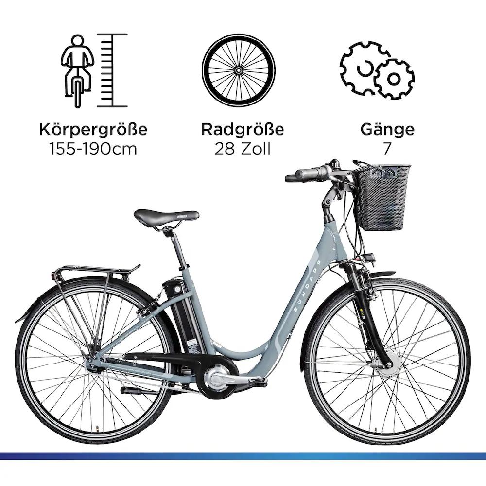 Zündapp E-Bike »Z517« 7 Gang Frontmotor 250 W E Bike Damenfahrrad 28 Zoll 155 - 190 cm mit 7 Gang Nabenschaltung auf Rechnung online kaufen Große Rabatte
