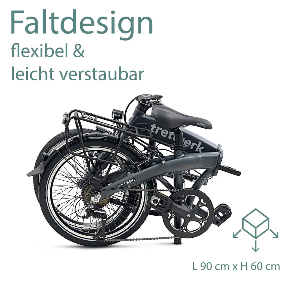 Tretwerk E-Bike »Akimbo« 8 Gang Shimano Acera M3020 SGS Heckmotor 250 W Pedelec Elektrofahrrad für Damen u. Herren Faltrad Tiefpreis