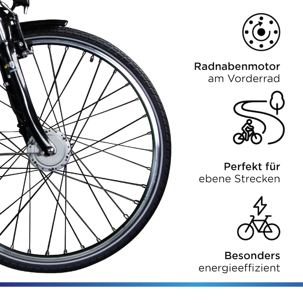 Zündapp E-Bike »Z510« 3 Gang Shimano Nexus SC-3C41 Frontmotor 250 W Pedelec Elektrofahrrad für Damen u. Herren Cityrad auf Raten Kostenlose Rückgabe