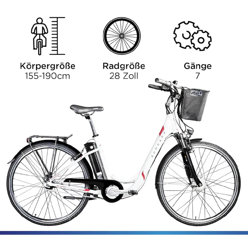 Zündapp E-Bike »Z517« 7 Gang Frontmotor 250 W E Bike Damenfahrrad 28 Zoll 155 - 190 cm mit 7 Gang Nabenschaltung auf Rechnung bestellen JETZT KAUFEN