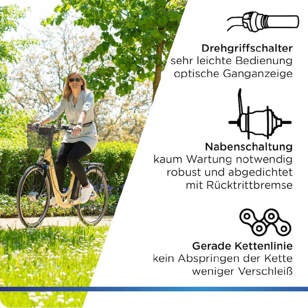 Zündapp E-Bike »Z517« 7 Gang Frontmotor 250 W E Bike Damenfahrrad 28 Zoll 155 - 190 cm mit 7 Gang Nabenschaltung auf Rechnung bestellen JETZT KAUFEN