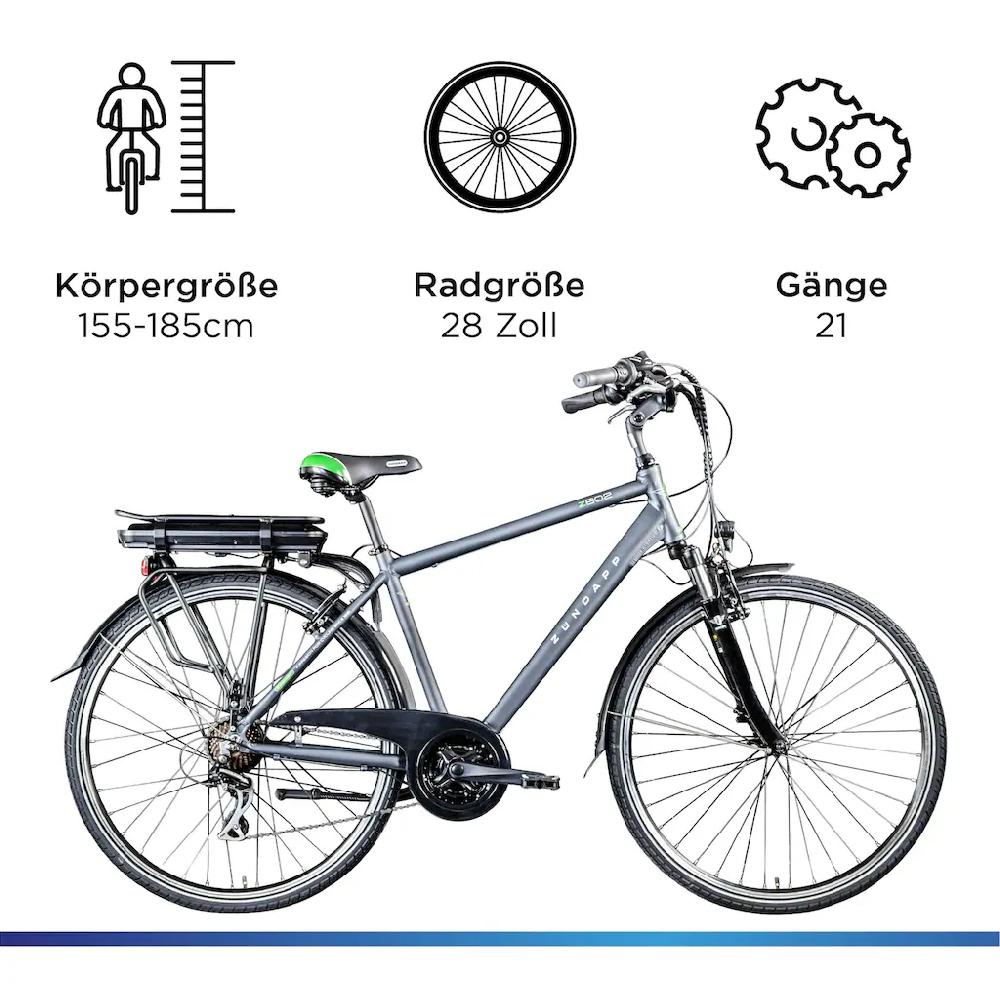Zündapp E-Bike »Z802 Herren« 21 Gang Shimano Altus RD-M310 Heckmotor 250 W Pedelec Elektrofahrrad für Herren Trekkingrad auf Rechnung bestellen Super Rabatt