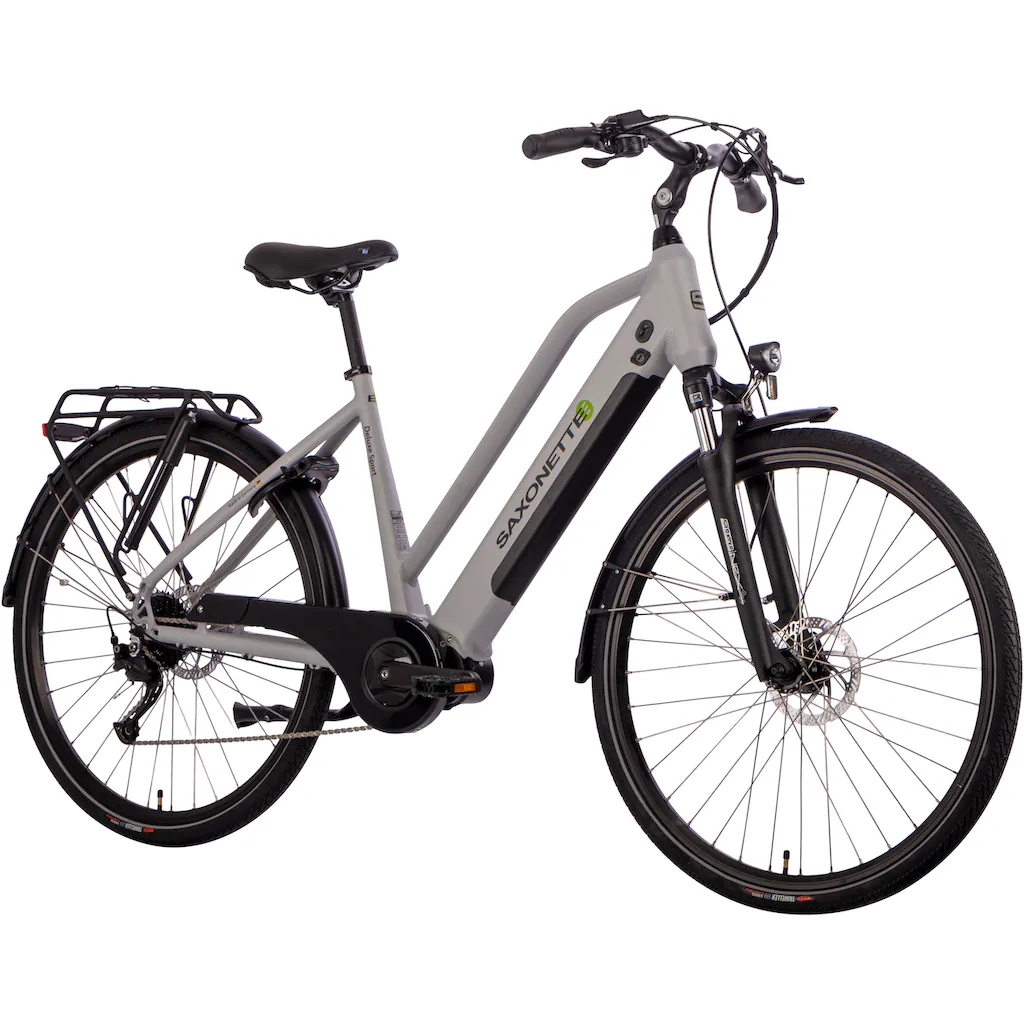 SAXONETTE E-Bike »Deluxe Sport Lady« 9 Gang Shimano Alivio Mittelmotor 250 W Pedelec Elektrofahrrad für Damen u. Herren Cityrad auf Rechnung online kaufen Auslauf