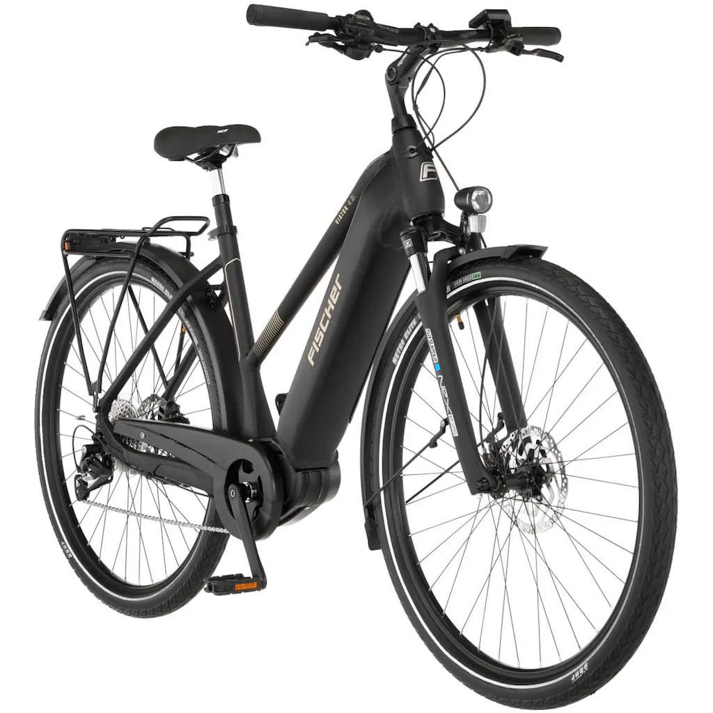 FISCHER Fahrrad E-Bike »VIATOR 4.2i« 9 Gang Shimano Acera Mittelmotor 250 W (mit Spiralschloss) Pedelec Elektrofahrrad für Damen u. Herren Fabrikverkauf