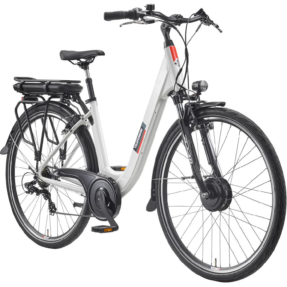 Telefunken E-Bike »Multitalent RC825« 7 Gang Shimano Frontmotor 250 W (28 Zoll Straßenzulassung ca. 100 km Reichweite) Pedelec Elektrofahrrad für Herren u. Damen tiefer Einstieg Cityrad auf Rechnung online kaufen Blitzverkäufe