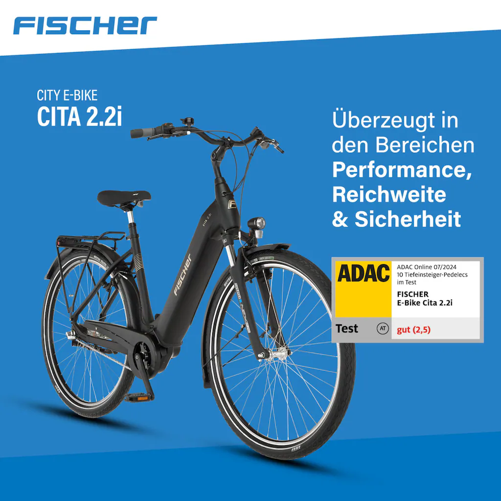 FISCHER Fahrrad E-Bike »CITA 2.2I 522« 3 Gang Shimano Nexus Mittelmotor 250 W (Schloss) Pedelec Elektrofahrrad für Damen u. Herren Cityrad Limitierter Zeitrabatt