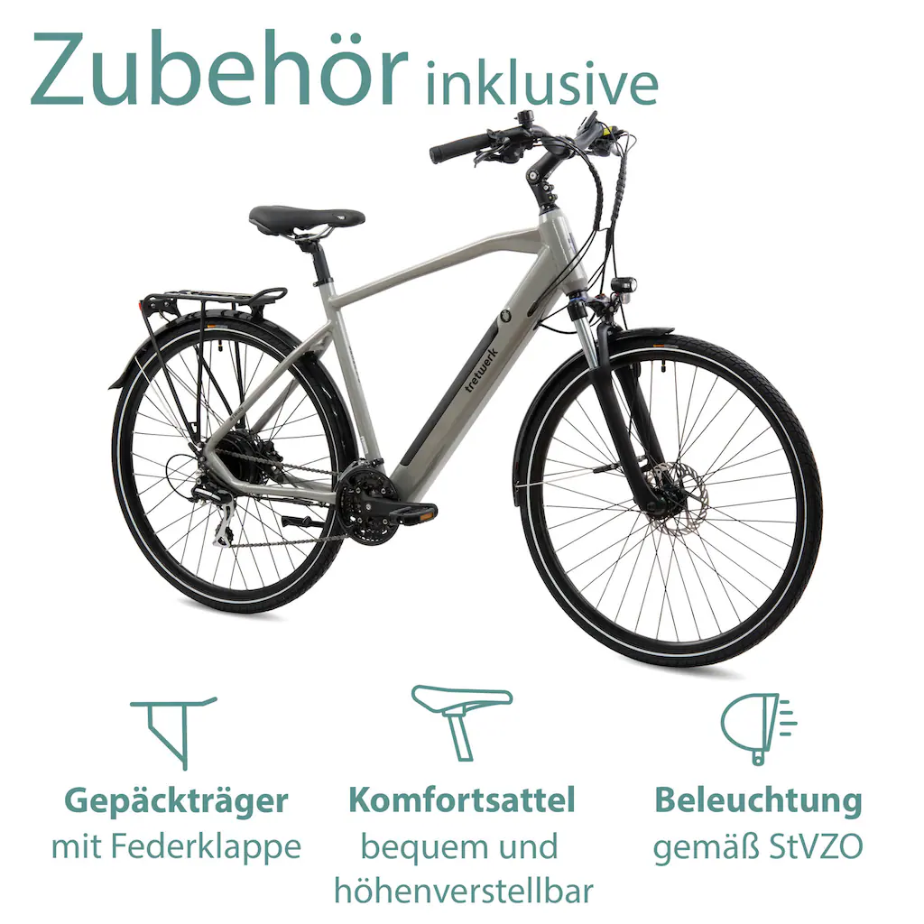 Tretwerk E-Bike »Bronx 5.0« 24 Gang Shimano Altus M310 Heckmotor 250 W Pedelec Elektrofahrrad für Damen u. Herren Trekkingrad auf Rechnung online kaufen Versandkostenfrei