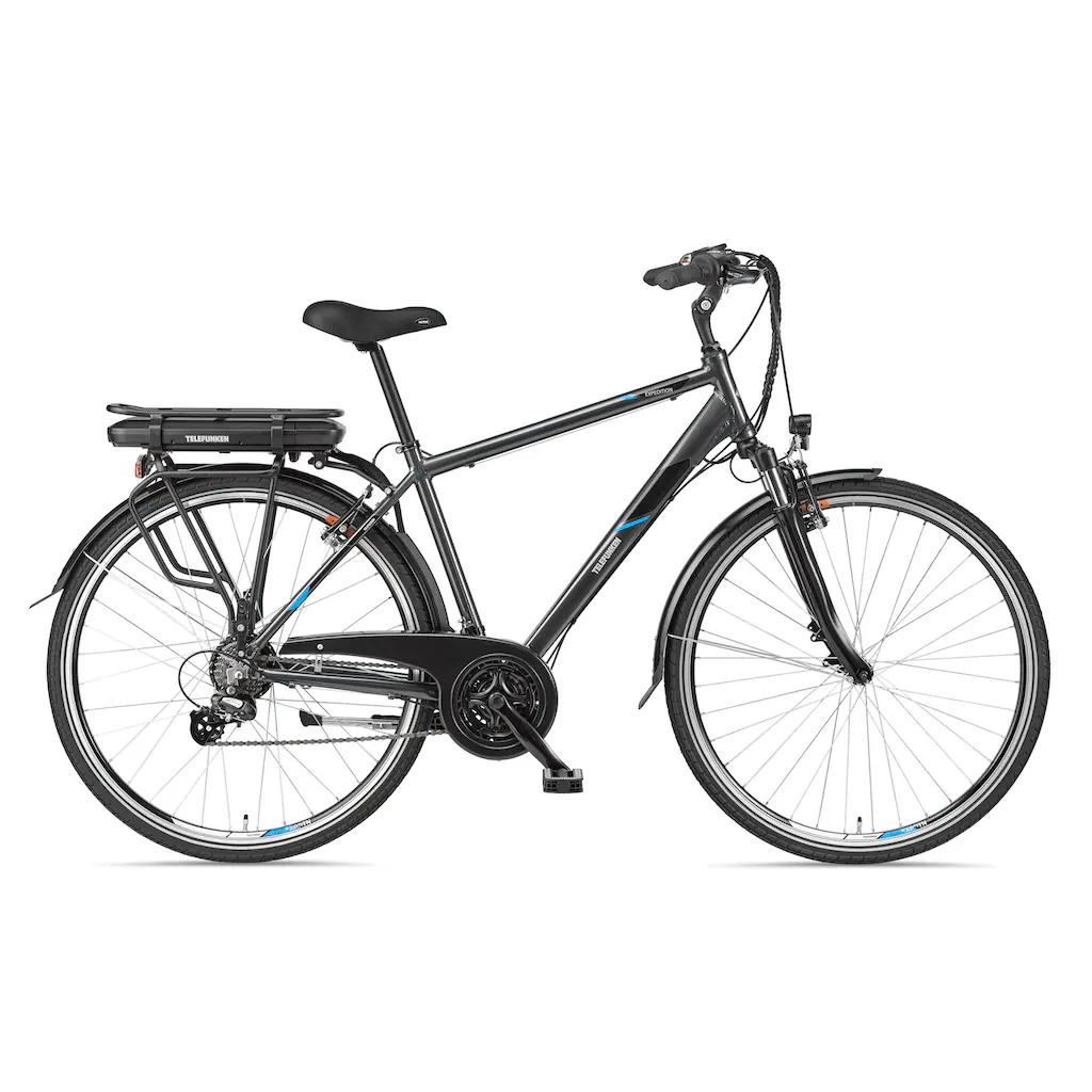 Telefunken E-Bike »Expedition XT481« 21 Gang Shimano Heckmotor 250 W (mit Fahrradtasche) Pedelec Elektrofahrrad für Herren Trekkingrad auf Rechnung Preisnachlass