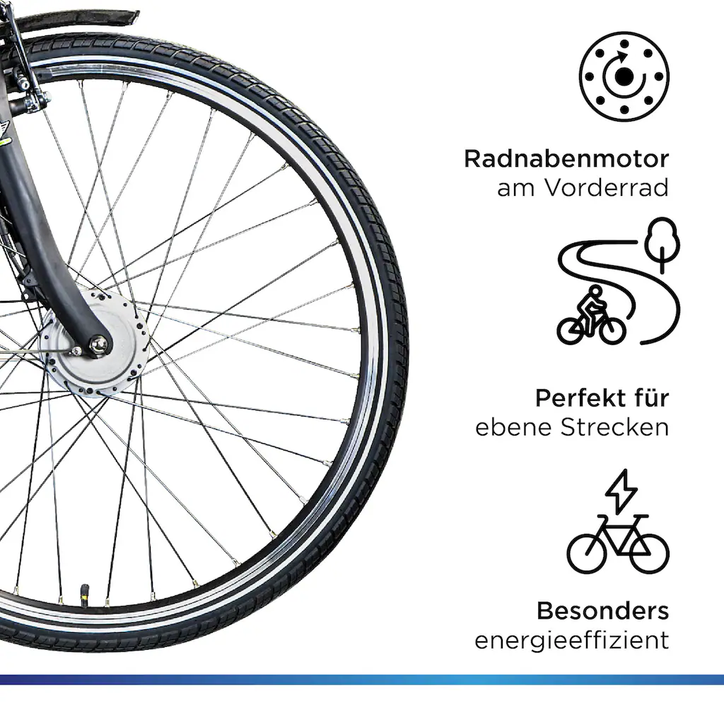 Zündapp E-Bike »Z510« 3 Gang Shimano Nexus SC-3C41 Frontmotor 250 W (mit Frontkorb) Pedelec Elektrofahrrad für Damen u. Herren Cityrad auf Rechnung online kaufen Saisonschlussverkauf