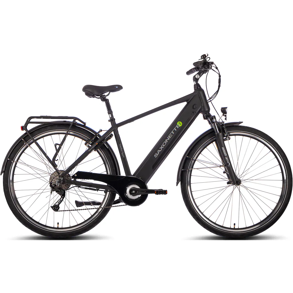 SAXONETTE E-Bike »Comfort Sport« 9 Gang Shimano Alivio Heckmotor 250 W (mit integr. Rahmenschloss und Trapez-Rahmen) Pedelec Elektrofahrrad für Damen u. Herren Trekkingrad auf Rechnung online bestellen Große Rabatte