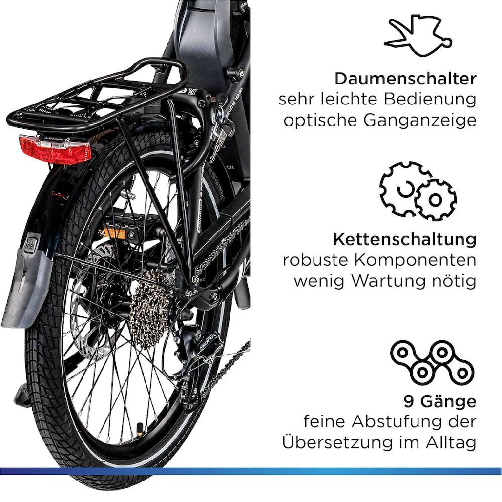 Zündapp E-Bike »X100« 9 Gang Shimano Sora Mittelmotor 250 W Pedelec Elektrofahrrad für Damen u. Herren Faltrad Riesige Ersparnisse