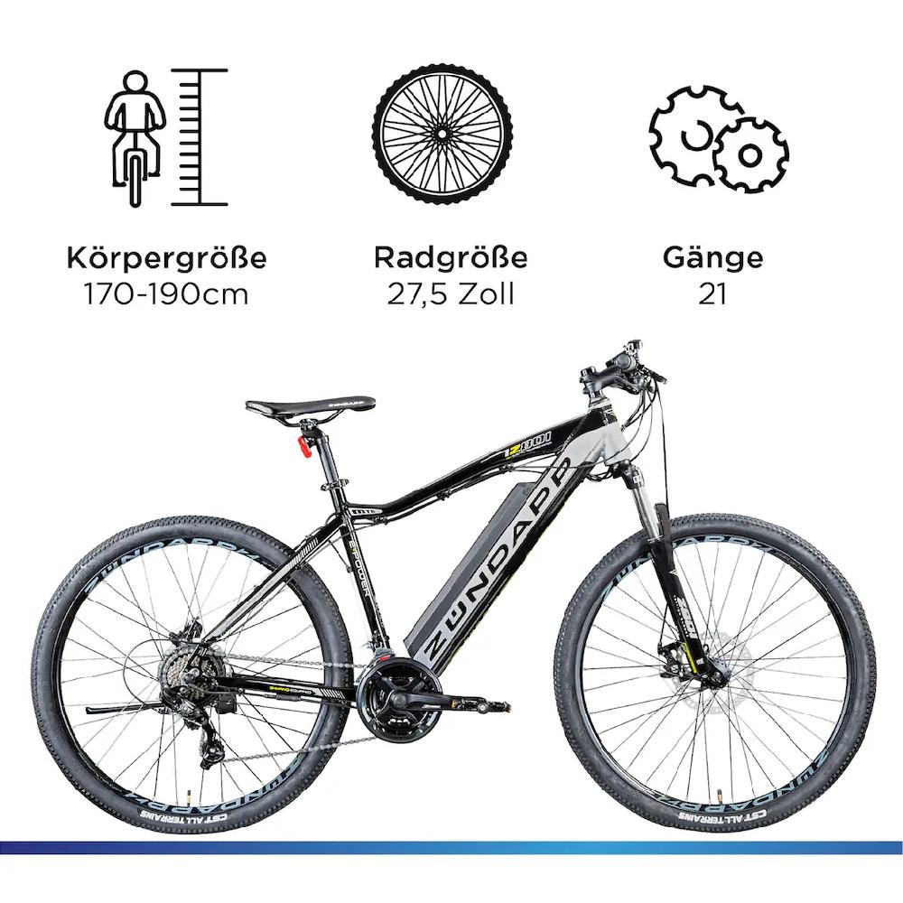 Zündapp E-Bike »Z801« 21 Gang Shimano Tourney RD-TY300 Heckmotor 250 W Pedelec Elektrofahrrad für Damen u. Herren MTB Mountainbike auf Rechnung online kaufen VIP-Rabatte