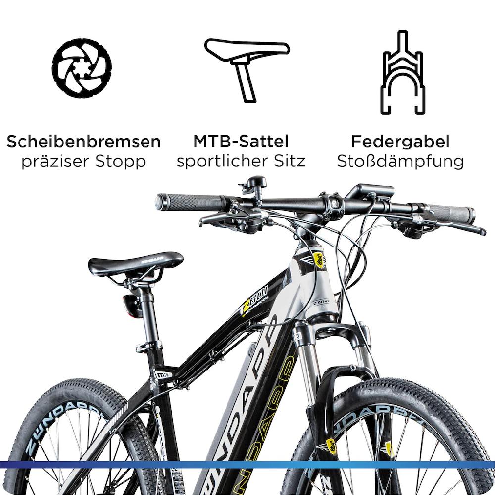 Zündapp E-Bike »Z801« 21 Gang Shimano Tourney RD-TY300 Heckmotor 250 W Pedelec Elektrofahrrad für Damen u. Herren MTB Mountainbike auf Rechnung online kaufen VIP-Rabatte