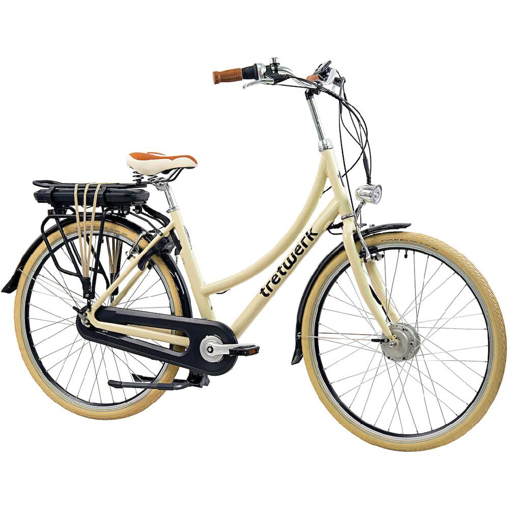 Tretwerk E-Bike »Aurora« 7 Gang Frontmotor 250 W (im Retro-Stil) Pedelec Elektrofahrrad für Damen u. Herren Cityrad Tiefpreis