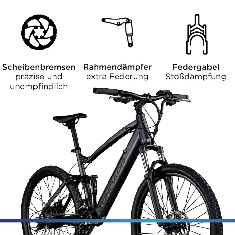 Zündapp E-Bike »XFS« 27 Gang Shimano Tourney TX Heckmotor 250 W Pedelec Elektrofahrrad für Damen u. Herren MTB Mountainbike auf Rechnung online bestellen Nur noch ein Tag übrig
