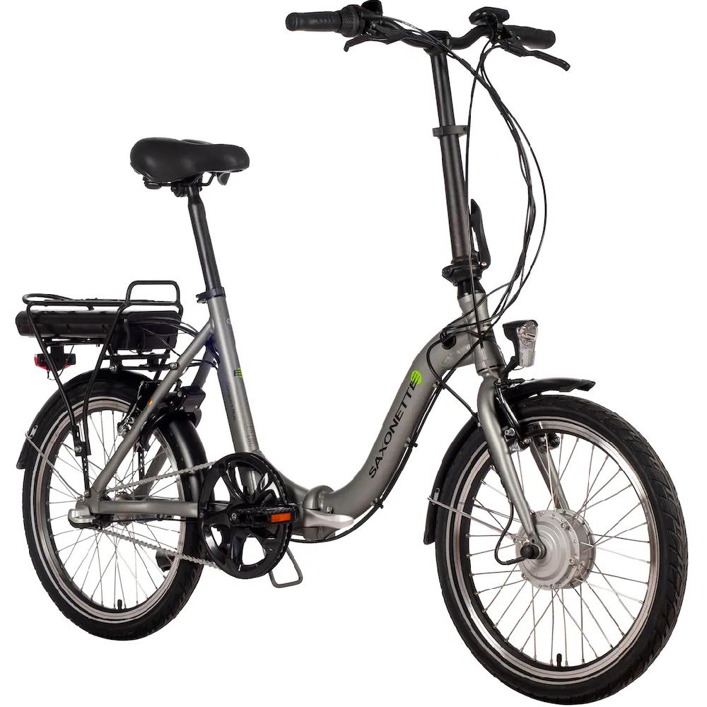 SAXONETTE E-Bike »Compact Plus 2.0« 3 Gang Frontmotor 250 W (mit Akku-Ladegerät) Pedelec Elektrofahrrad für Damen u. Herren Faltrad auf Rechnung bestellen Black Friday Preise