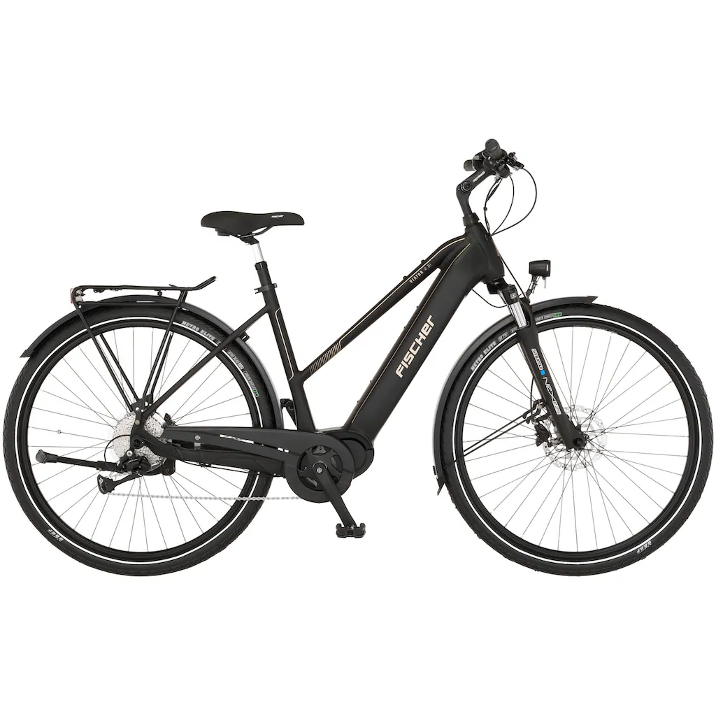 FISCHER Fahrrad E-Bike »VIATOR 4.2i 711« 9 Gang Shimano Acera Mittelmotor 250 W (mit Faltschloss) Pedelec Elektrofahrrad für Damen u. Herren Trekkingrad auf Raten 2025