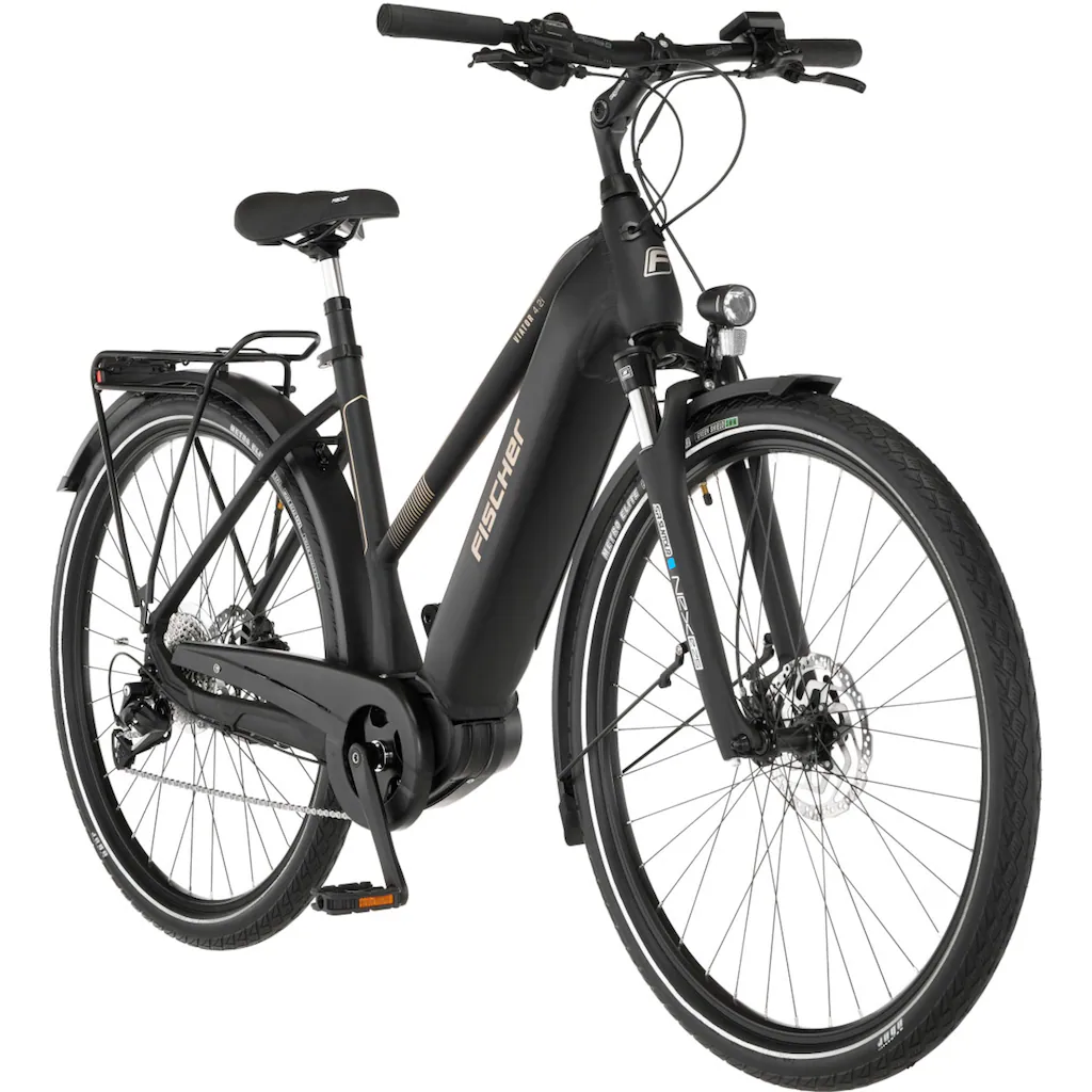 FISCHER Fahrrad E-Bike »VIATOR 4.2i 711« 9 Gang Shimano Acera Mittelmotor 250 W (mit Faltschloss) Pedelec Elektrofahrrad für Damen u. Herren Trekkingrad auf Raten 2025