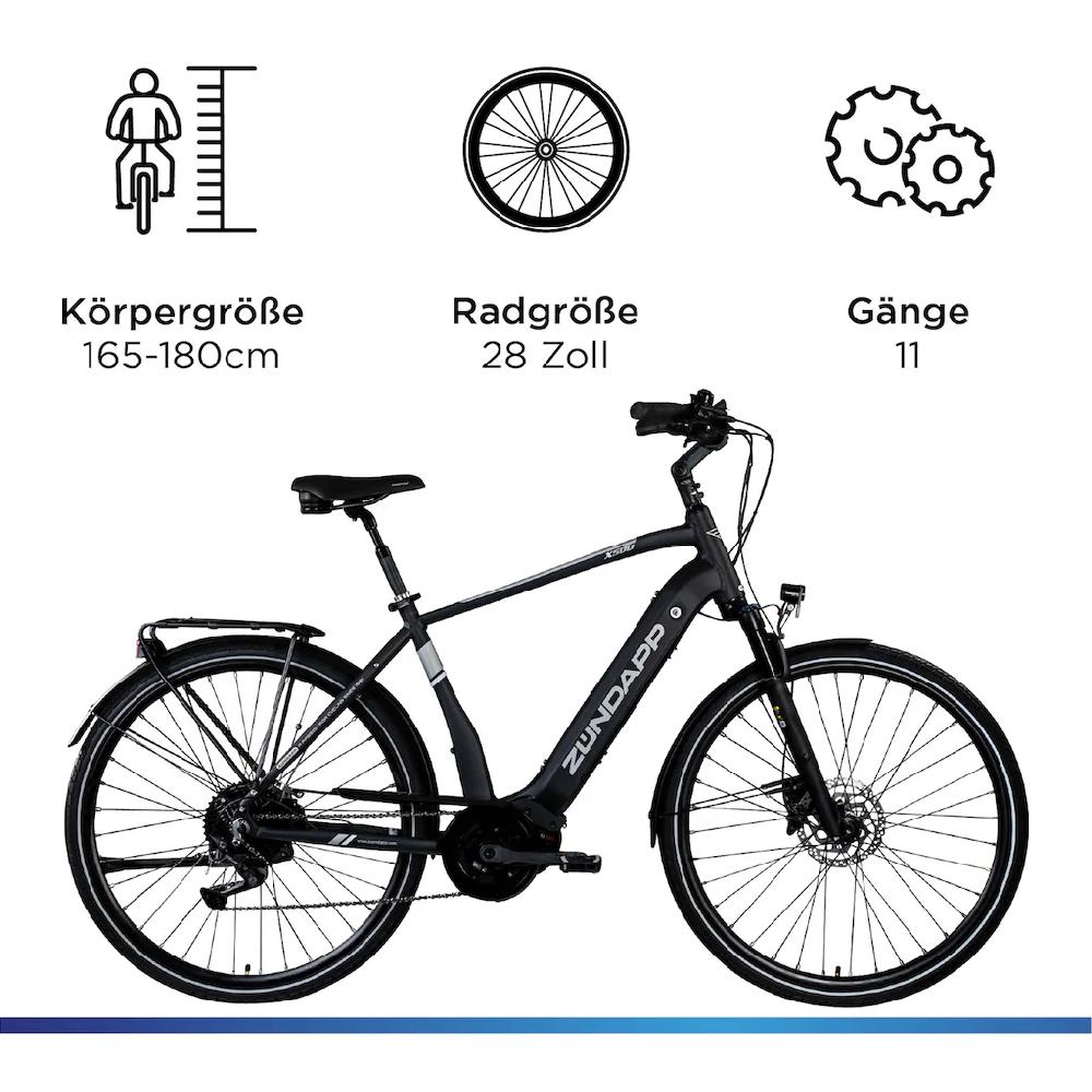 Zündapp E-Bike »X500« 11 Gang Shimano Deore Mittelmotor 250 W Pedelec Elektrofahrrad für Damen u. Herren Trekkingrad Fabrikverkauf